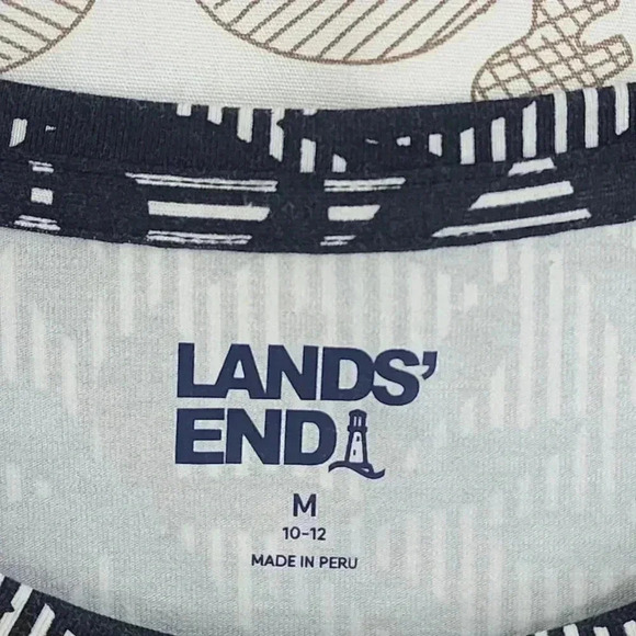 Lands End Sleeveless Geometric Print Top M Black & White Cotton/Modal Blend - Picture 5 of 7